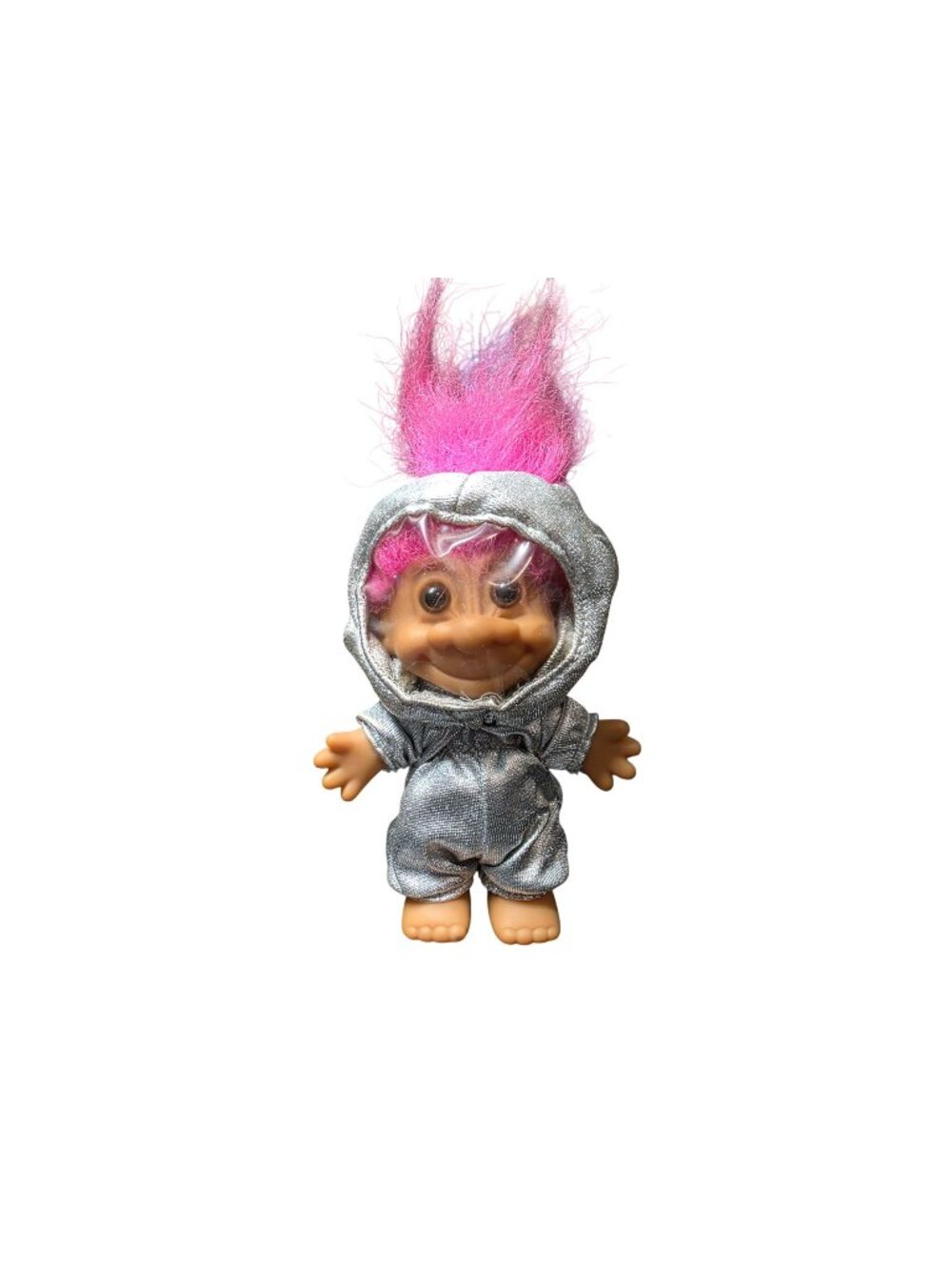 Vintage Russ Berrie Troll 5" Pink Hair Silver Astronaut Space Suit Doll